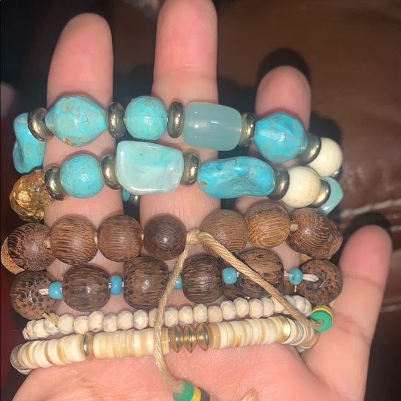 Japan Made Jewelry - 6 pcs used Bohemian Multi-Color Beaded Bracelet Set